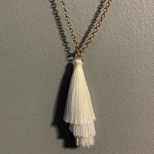 White Tassel Long Necklace